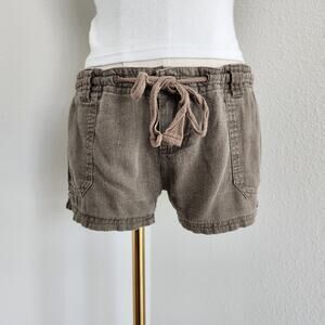 Y2K Zenana Outfitters Olive Linen Blend Low Rise Drawstring Shorts 2 4